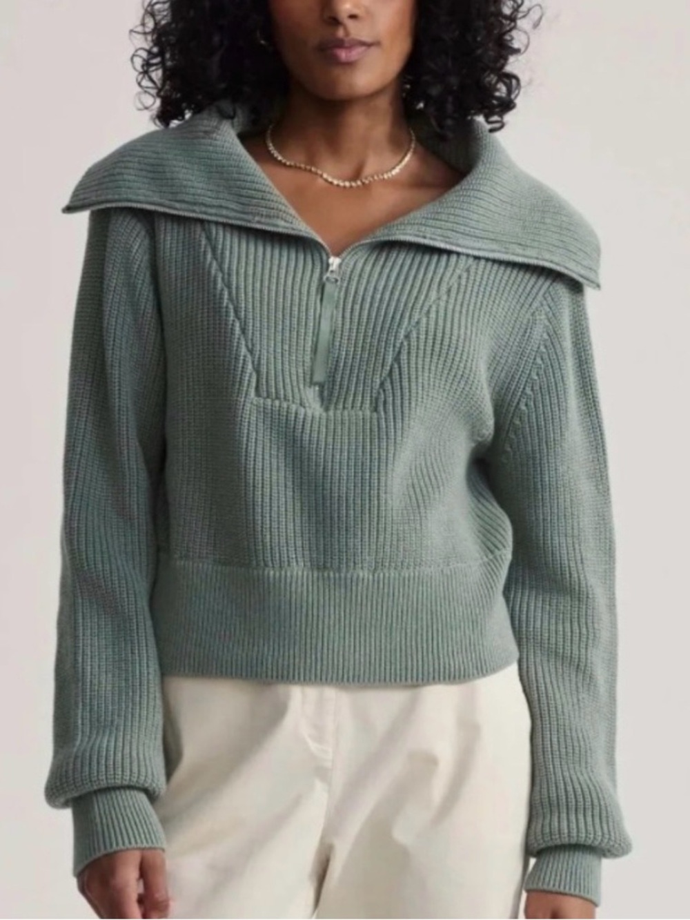Varley Mentone Knit Pullover Quarter Zip - Lily Pad